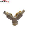 Válvula de gas de cobre amarillo masculina de Gutentop de tres vías para el uso del gas